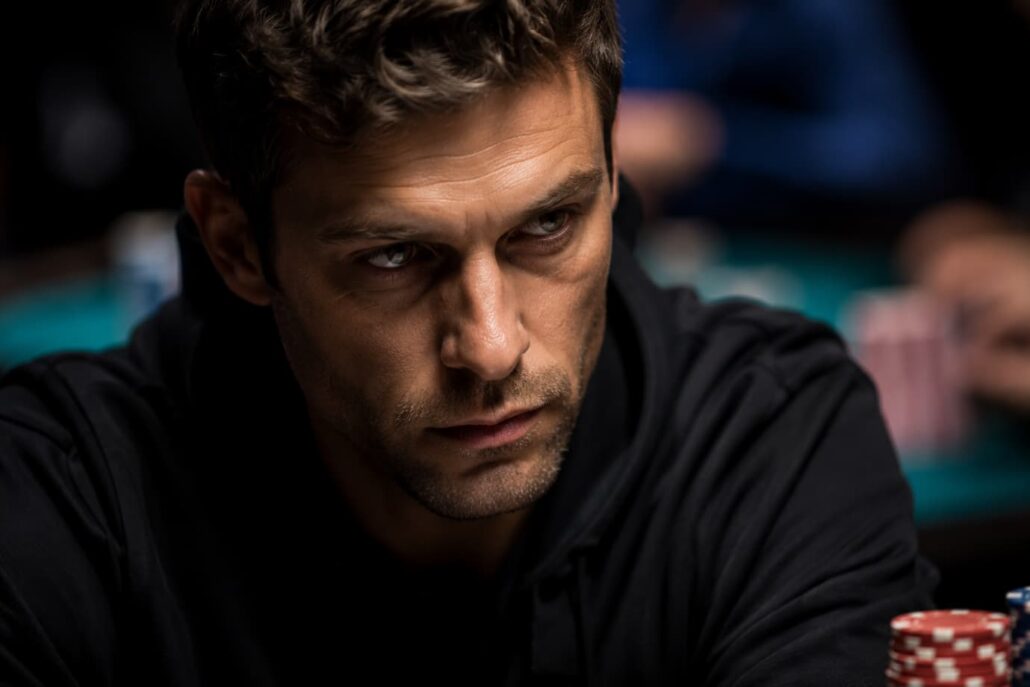 Close-up of subtle facial micro-expressions revealing hidden emotions during a poker game